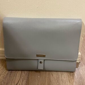 Dulwich Designs Notting Hills Gray Leather tech Pocket Clutch